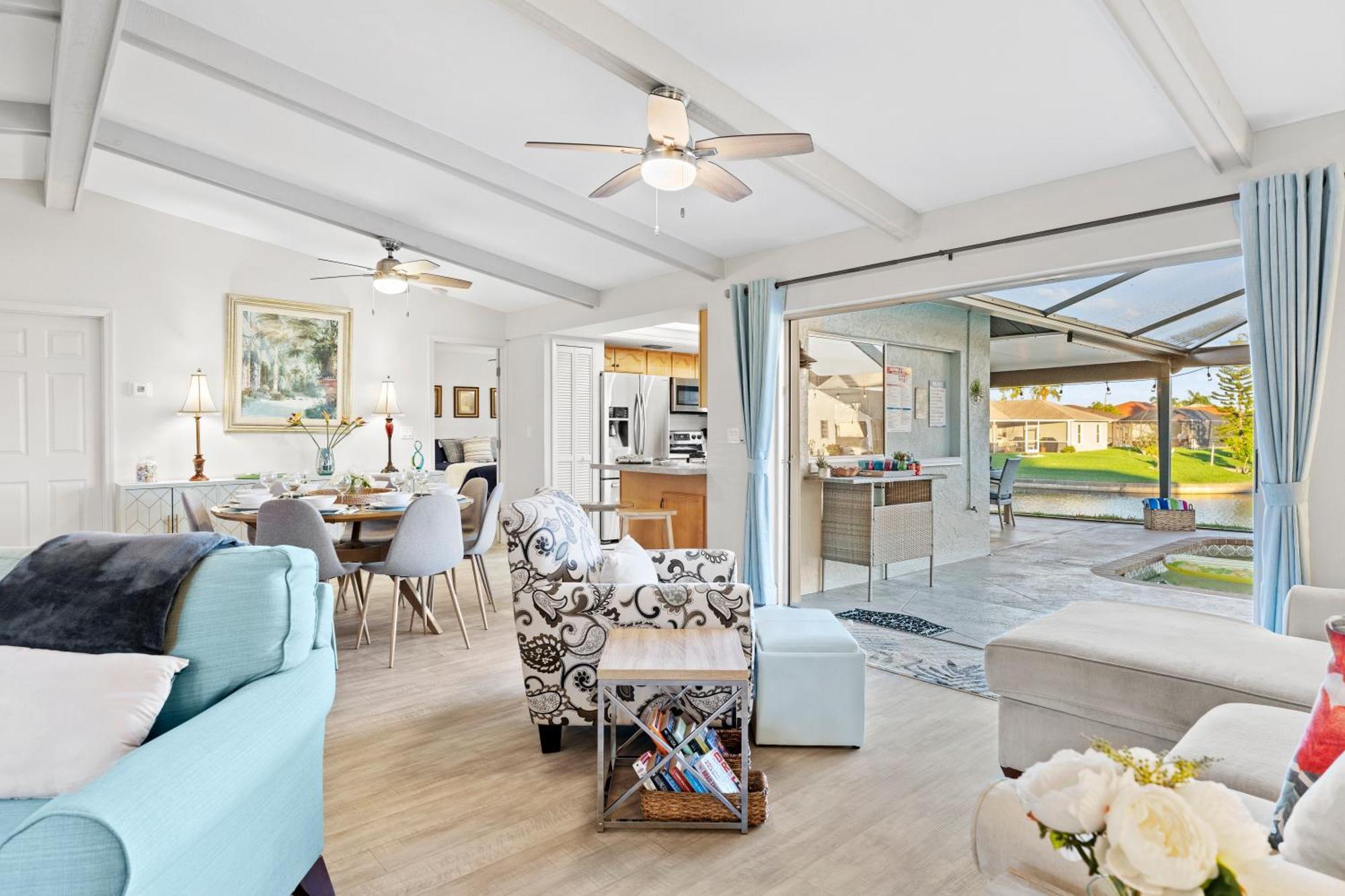 Serenity Waterfront Villa With King Suite, Private Pool, Great Lanai Enclosure And Long Water Views Cape Coral Exterior photo