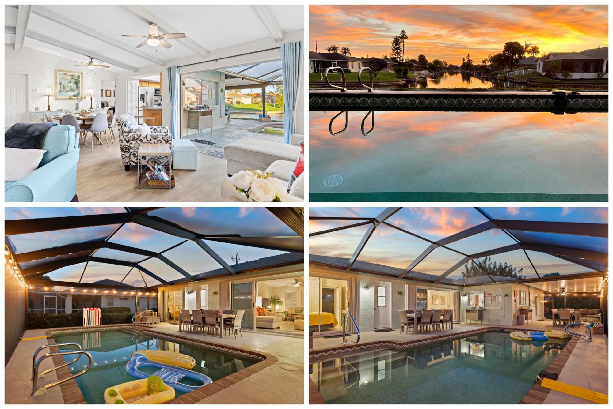 Serenity Waterfront Villa With King Suite, Private Pool, Great Lanai Enclosure And Long Water Views Cape Coral Exterior photo